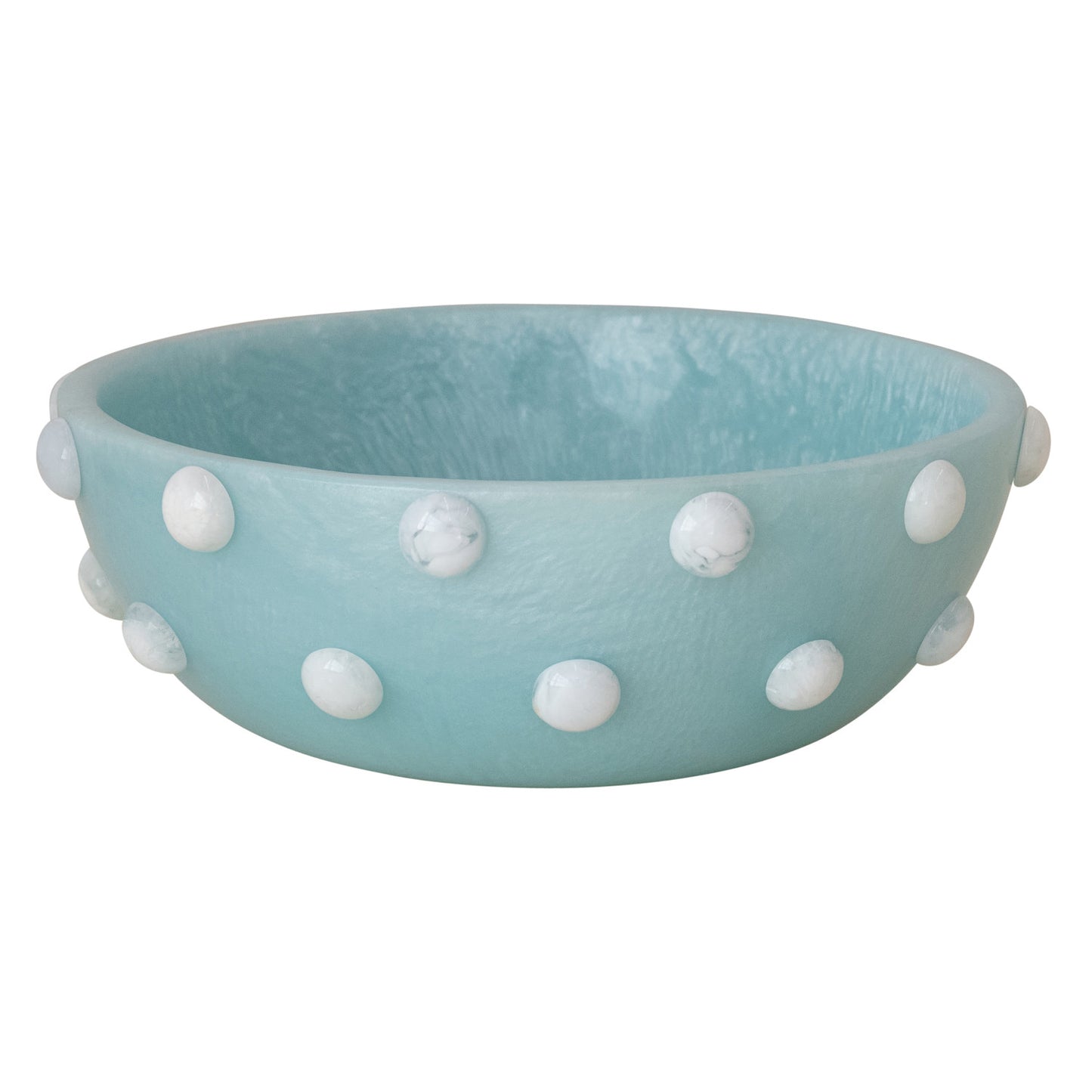 Marbled Resin Hobnail Bowl, Blue & White