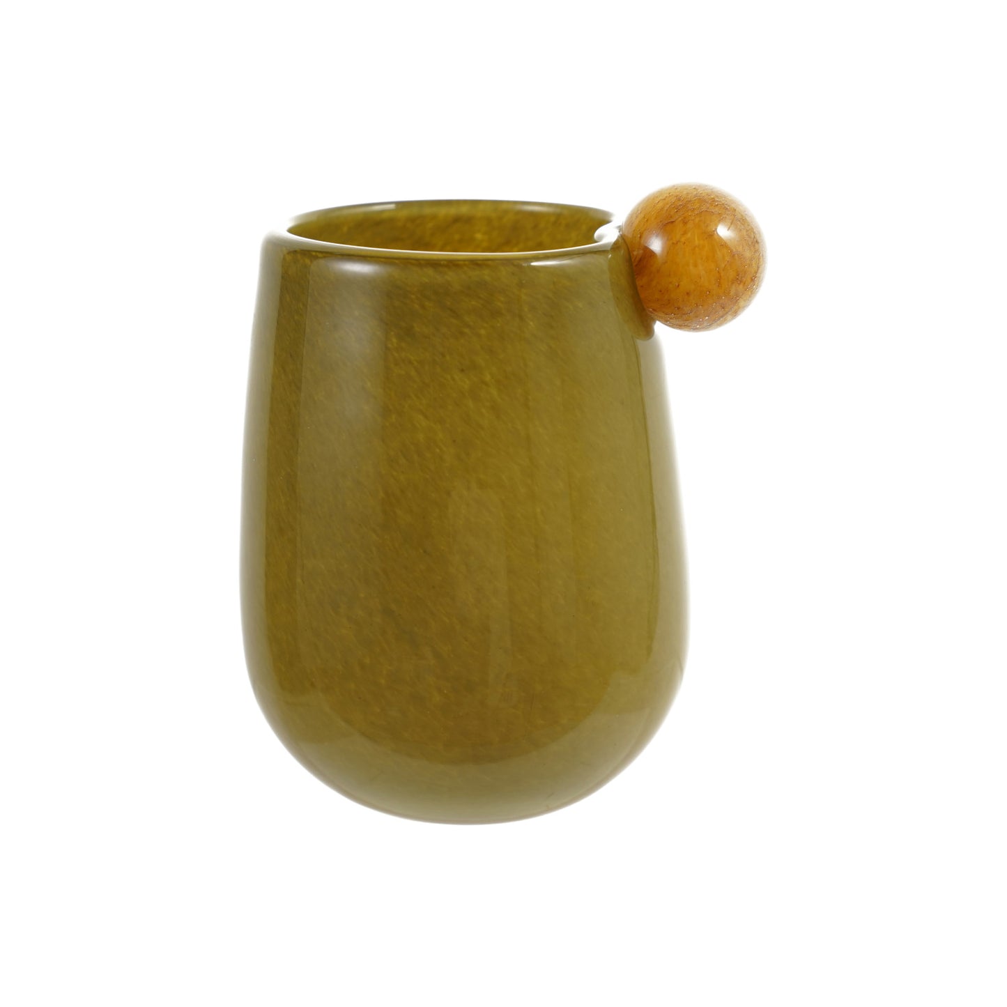 Green Glass Vase with Amber Ball