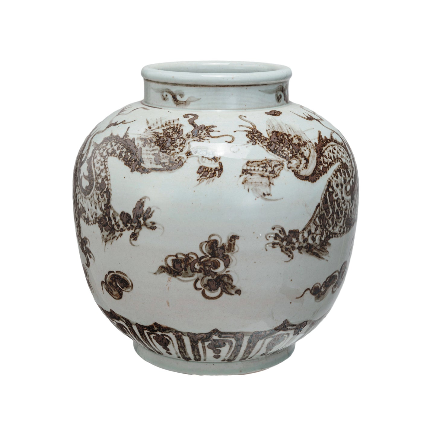 Hand-Painted Porcelain Vintage Reproduction Vase w/ Dragons