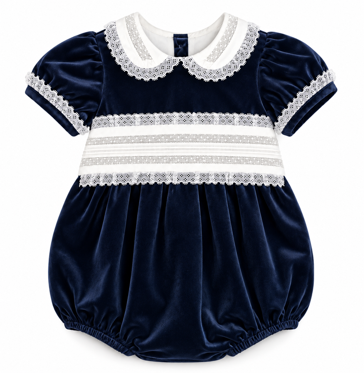Navy Velvet Lace Collar Bubble