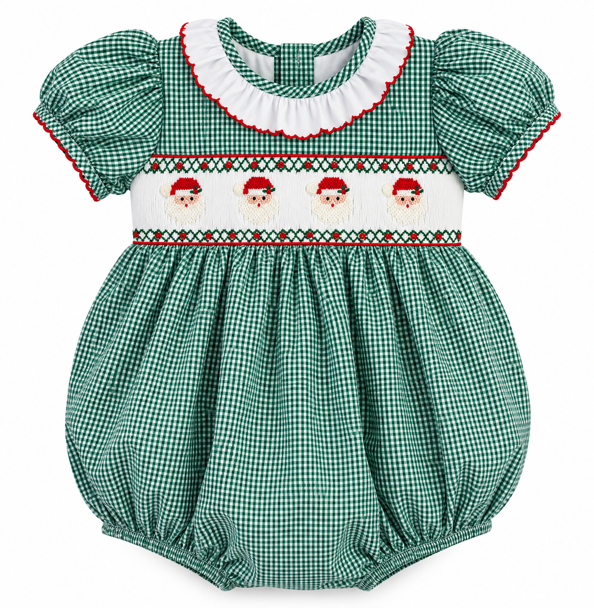 Rosie Santa Green Gingham Smock Bubble
