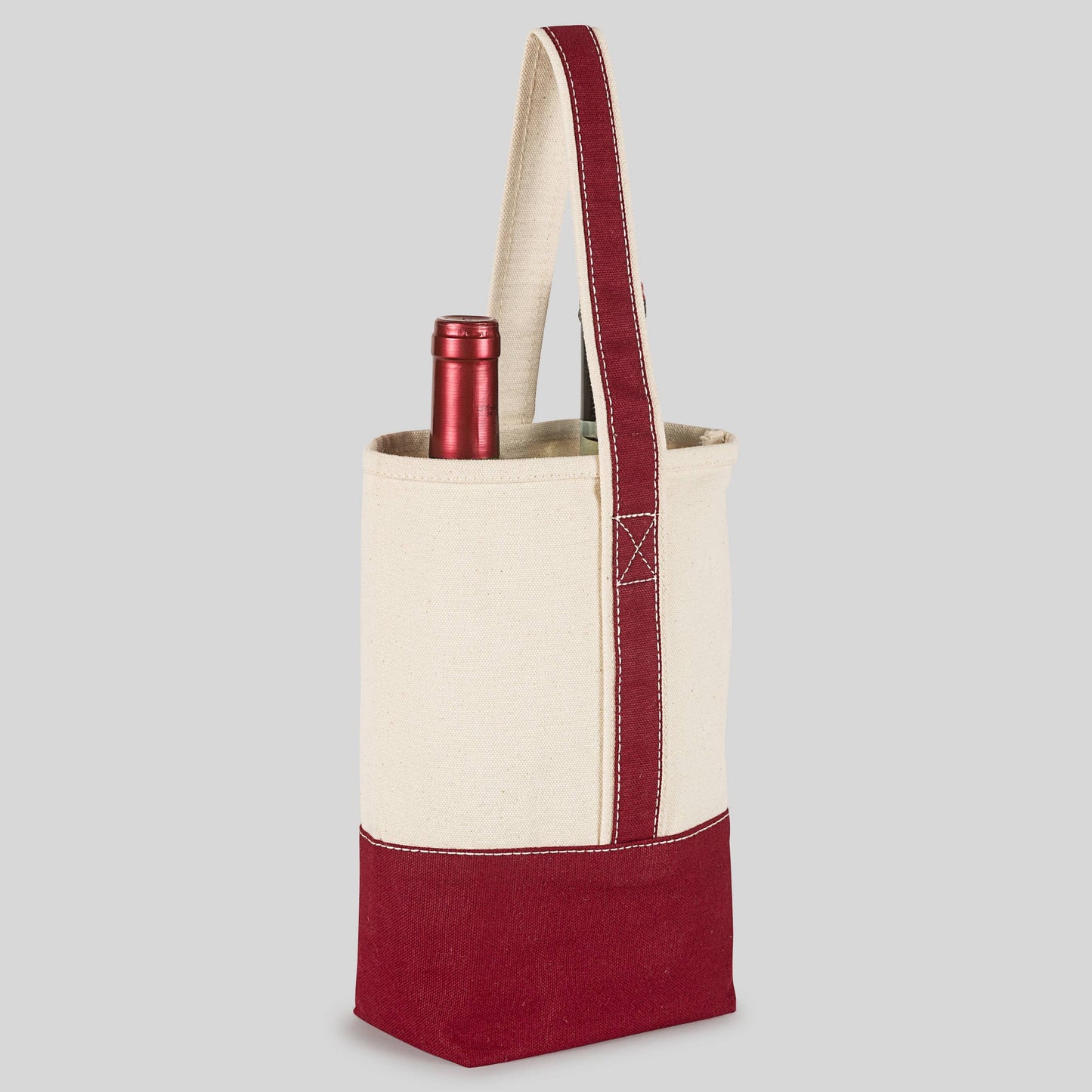 Double Bottle Canvas Wine Gift Host Bag: Pink