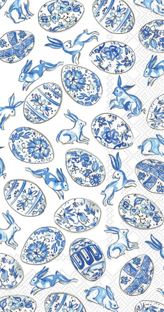 Paper Guest Towels 16 ct Blue And White Eggs Easter