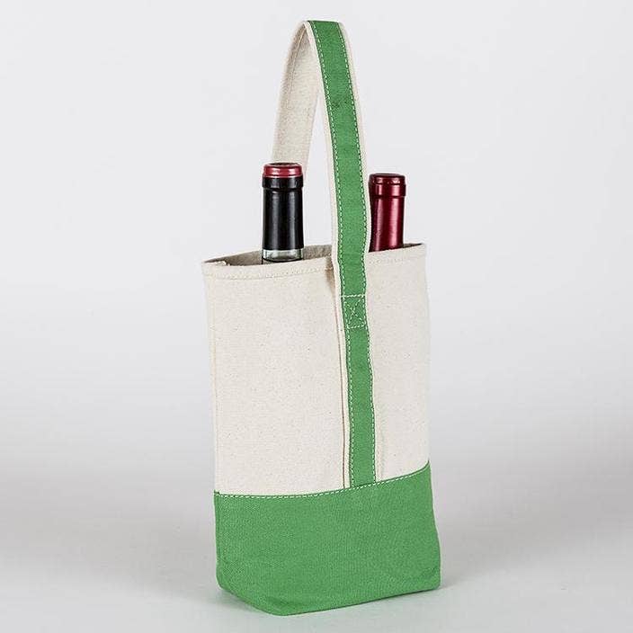 Double Bottle Canvas Wine Gift Host Bag: Pink