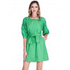 Green Eyelet Sleeve Button Front Peasant Dress