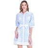 Butterfly Embroidery Blue/White Stripe Dress