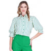 Green/White Striped Puff Sleeve Shirt