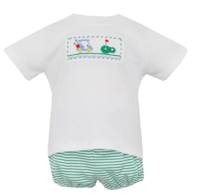 Knit Green Striped Boy's Shirt Set
