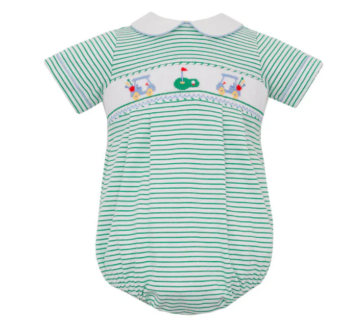 Knit Green Striped Golf Boy's Bubble