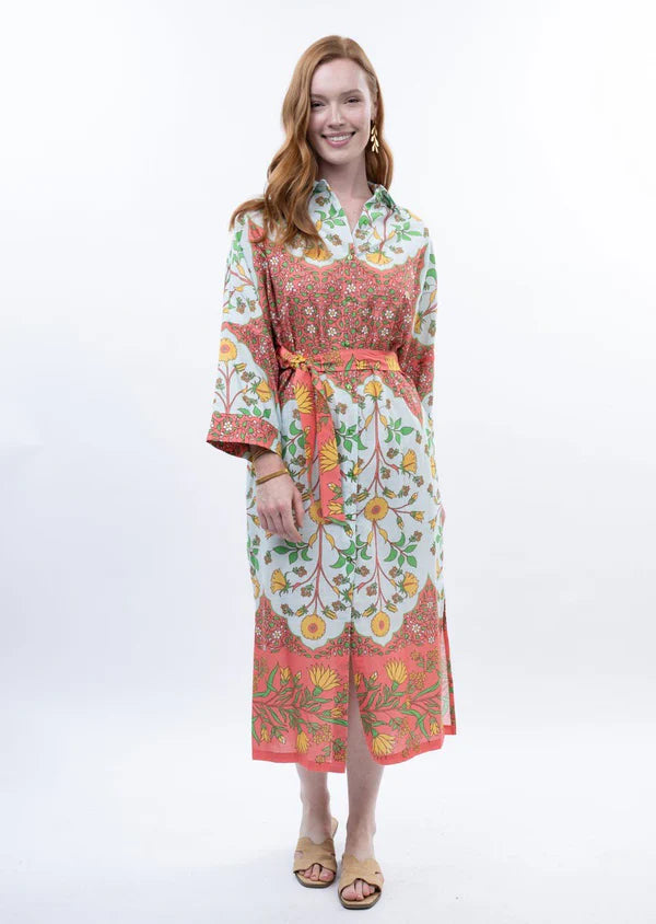 Multi Border Belted Dress
