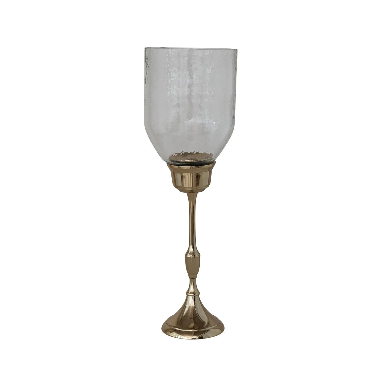 Gold Glass Hurricane with Metal Base
