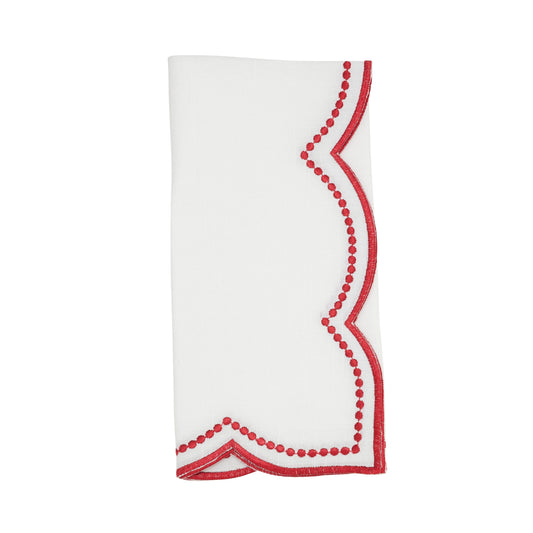 Napkin w/ Scallop Edge: Red / 20" set of 4