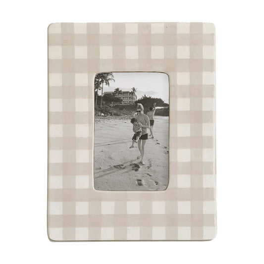Gingham Photo Frame: Beige