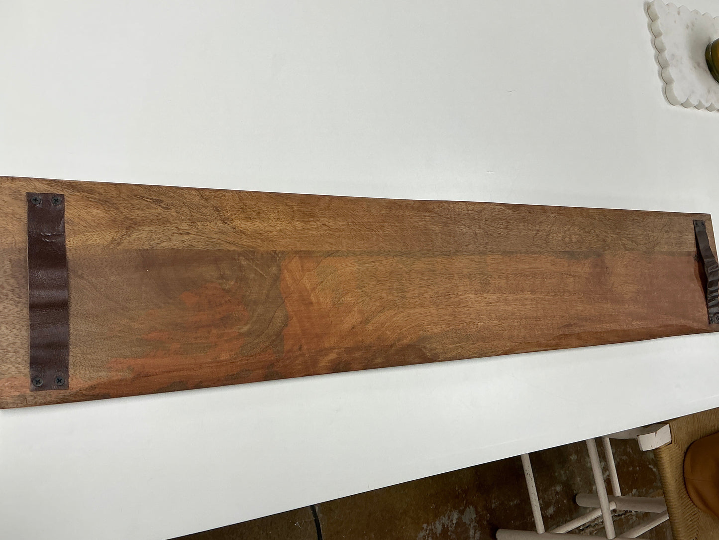 Wood Cheese Tray w/ Leather Straps
