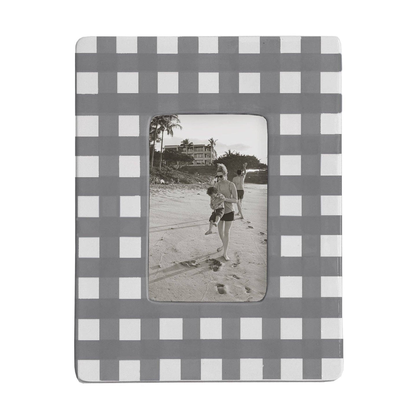Gingham Photo Frame: Beige