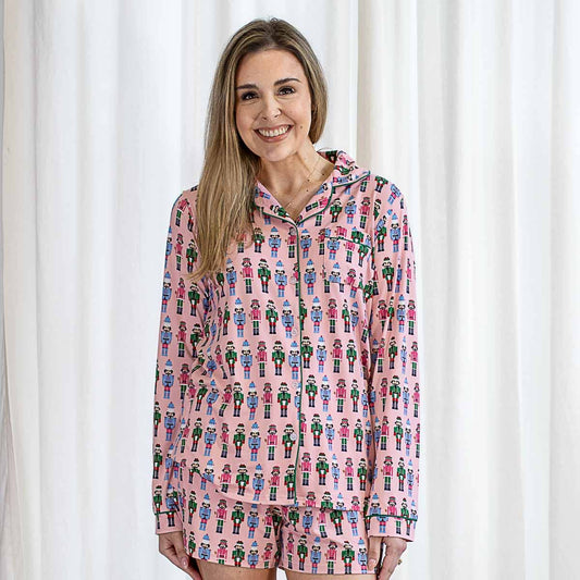 Nutcracker Long Sleeve Button Up Sleep Shirt XL