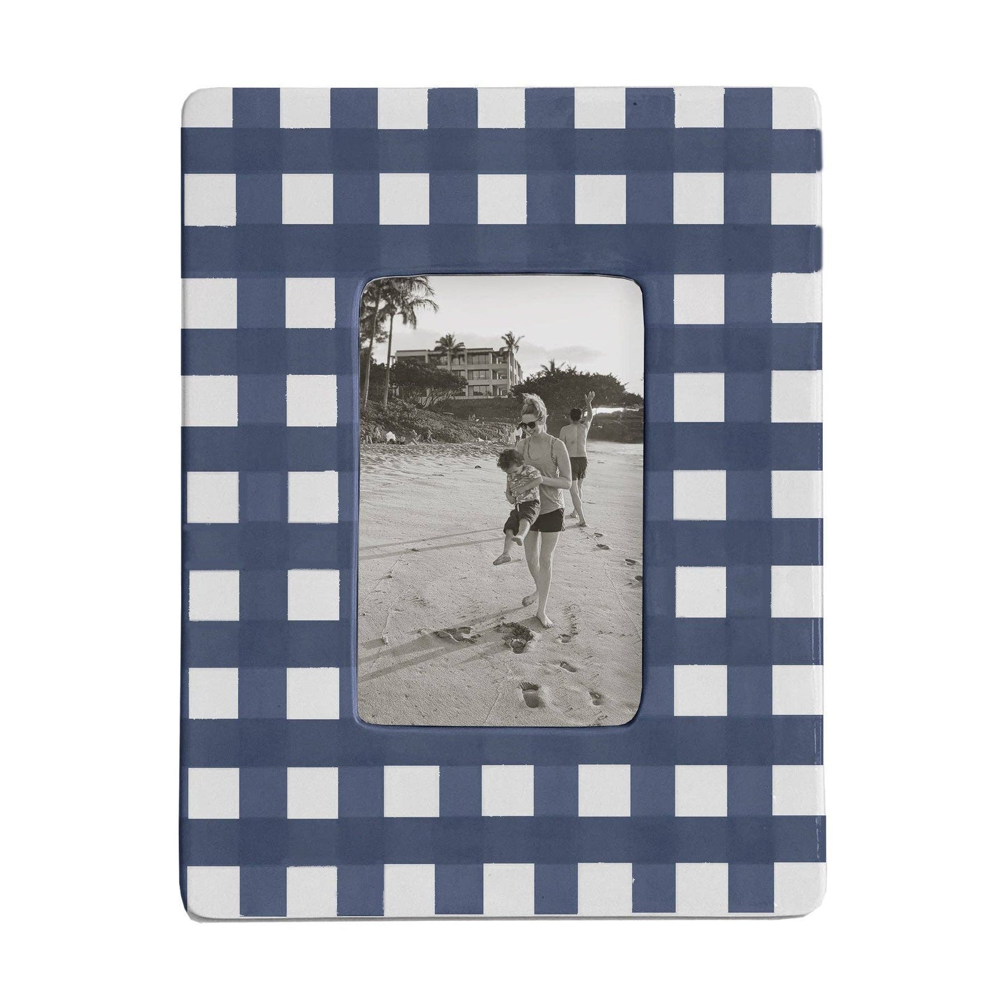 Gingham Photo Frame: Beige