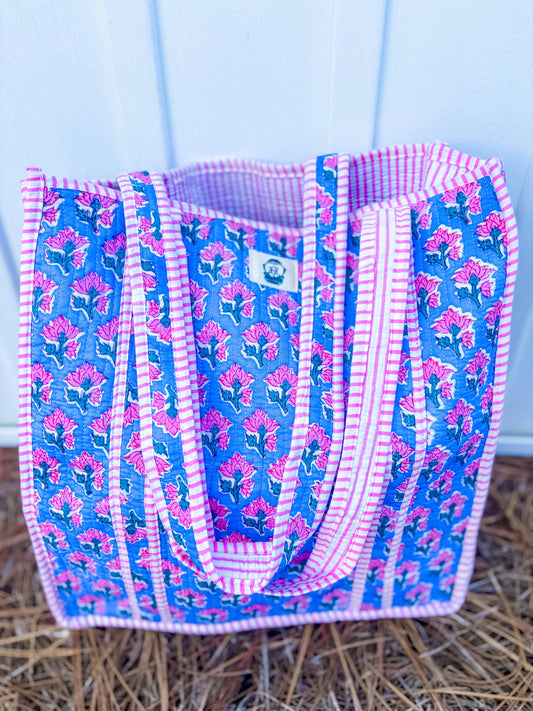 Pink Blossom | Regular Quilted Tote Bag