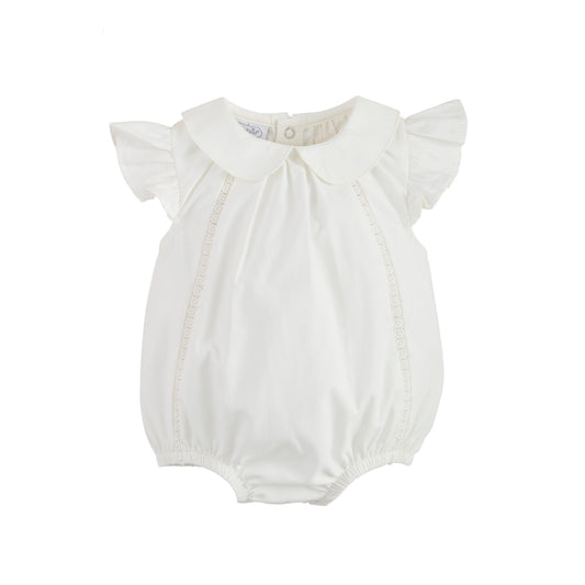 White Collared Poplin Bubble 6-9 mos.