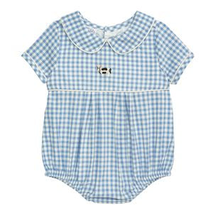 Light Blue Gingham Cow Bubble 6m