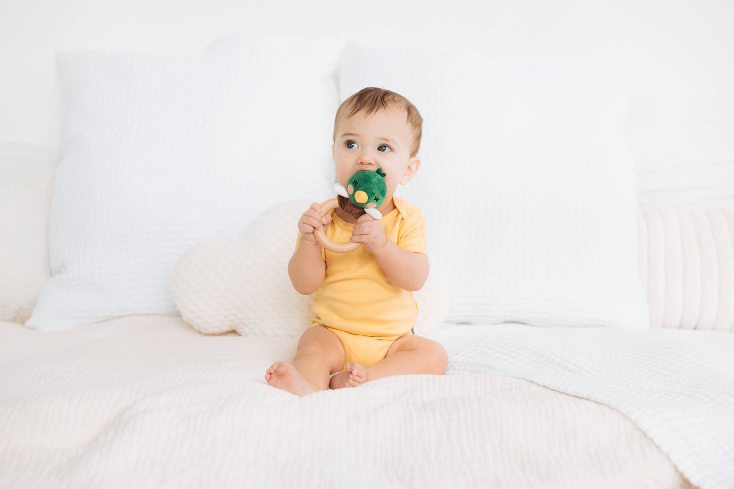 Mallard Duck Wooden & Plush Baby Teether