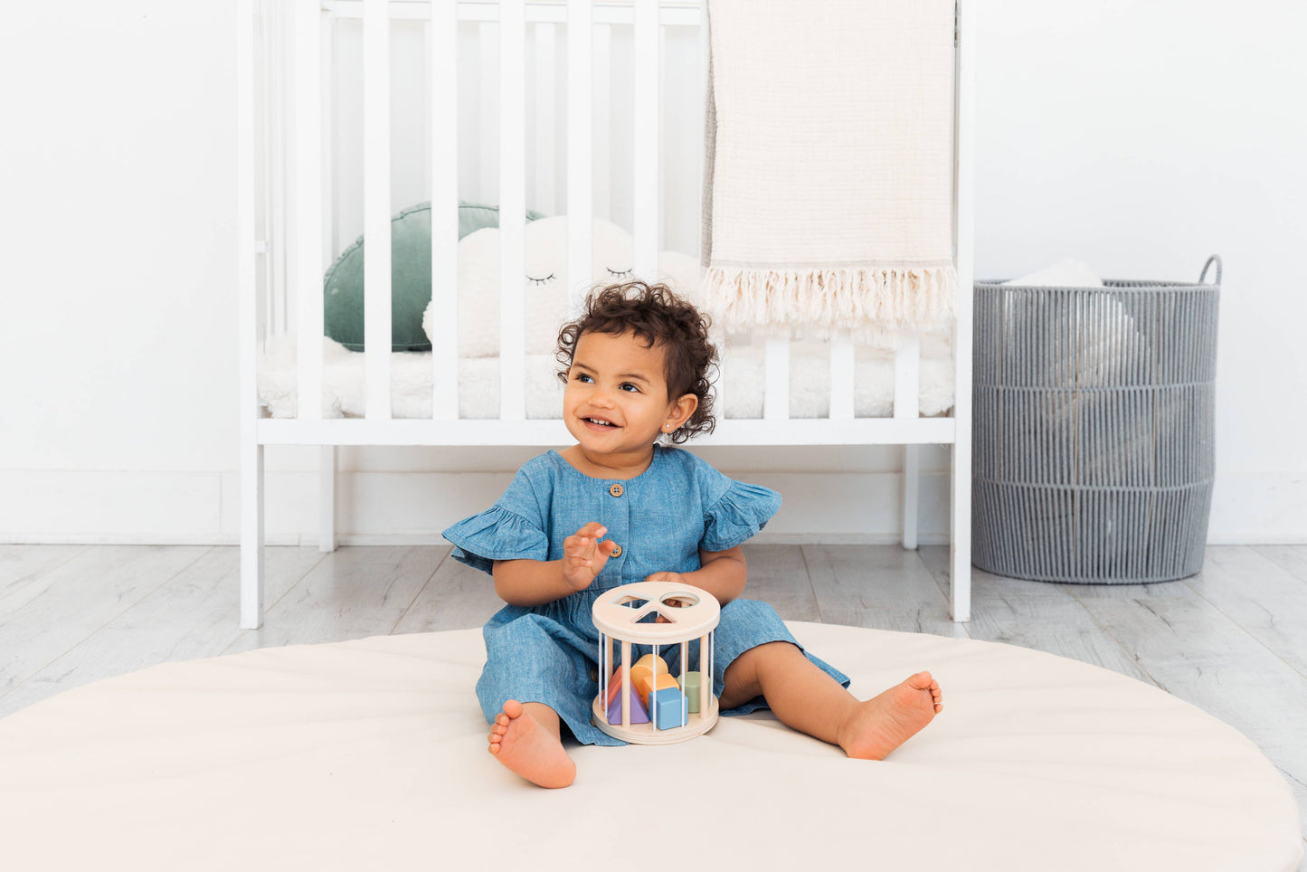 Wooden Shape Sorter, Toddlers Montessori Learning Toy