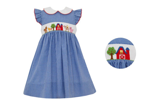FARM GIRL´S - Royal blue gingham dress w/ collar