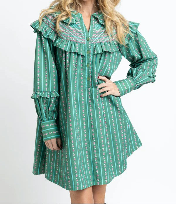 Green Floral Stripe Dress by Karlie