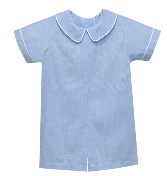 Blue Romper w/ White Piping