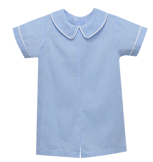 Blue Romper w/ White Piping