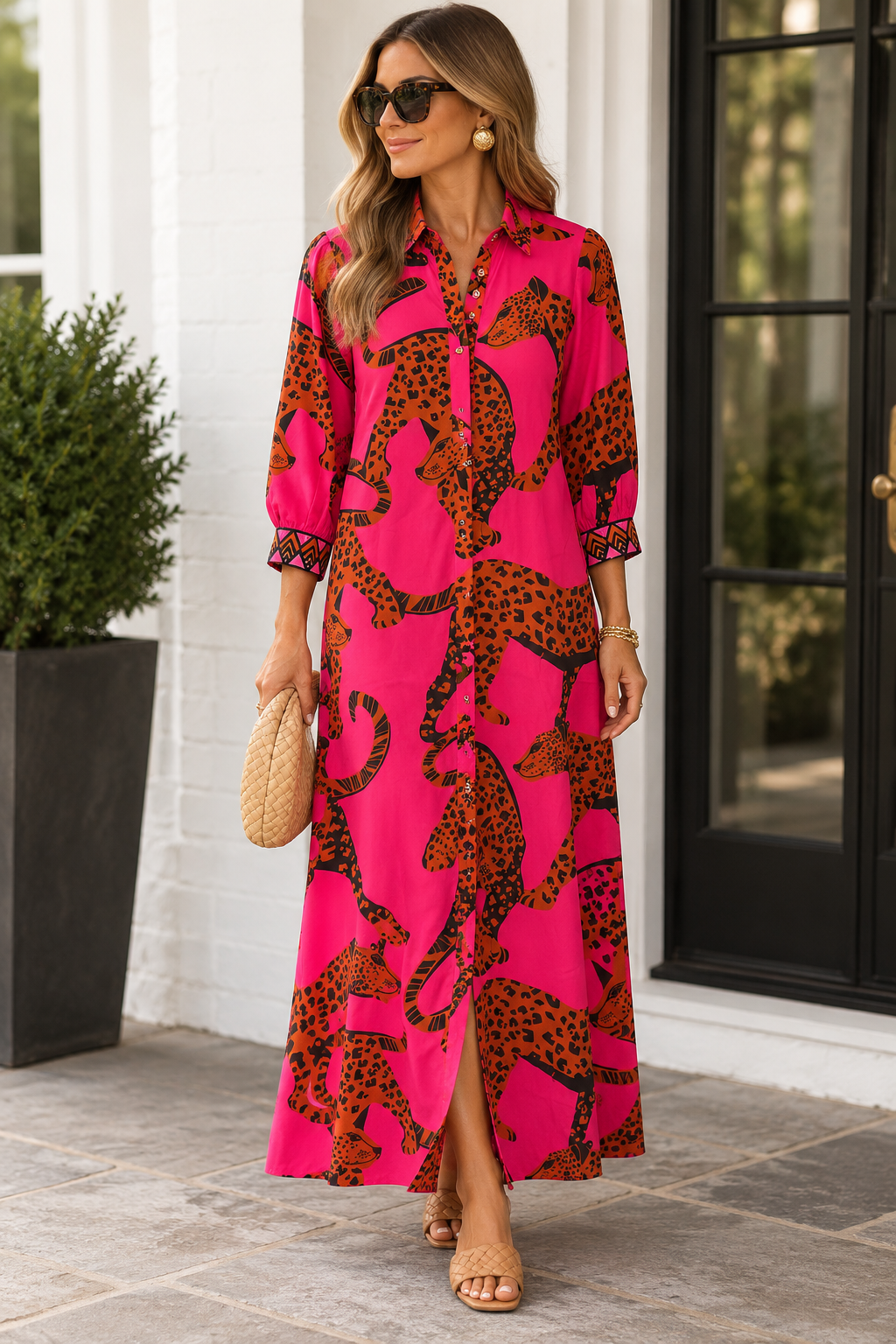 Maude Eliza Pink Leopard Dress