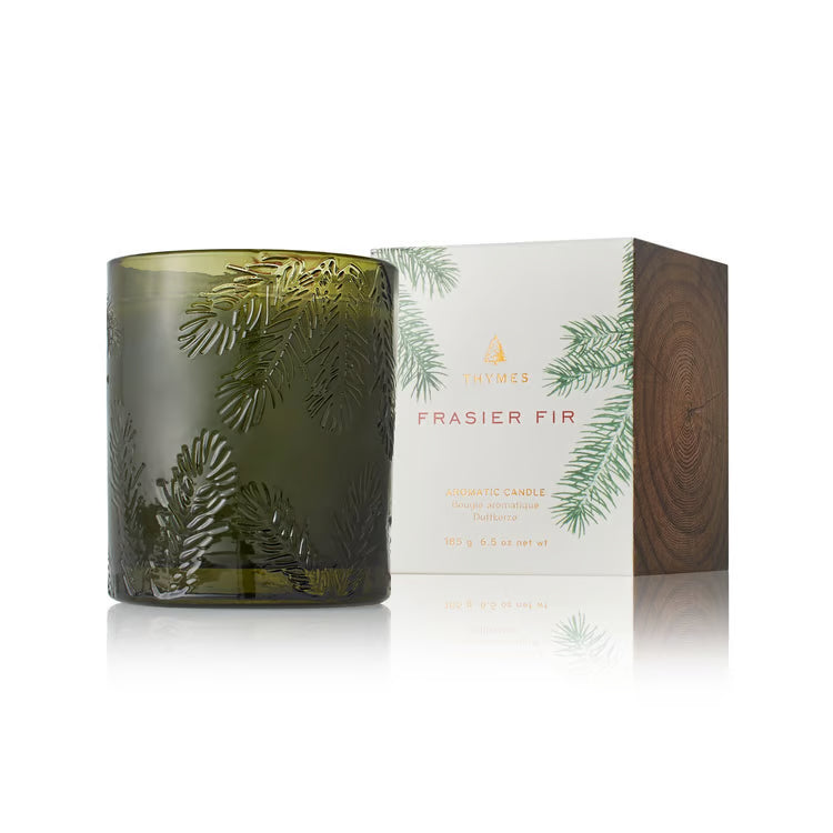 Frasier Fir Poured Candle Molded Green Glass