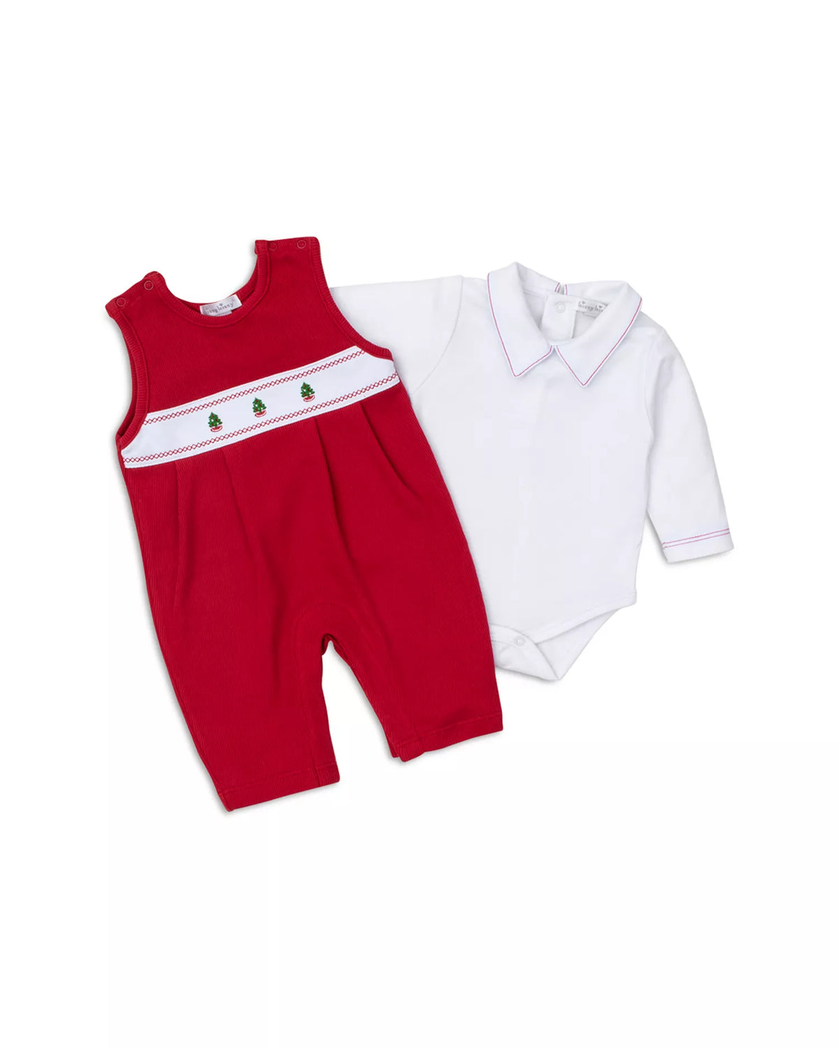 Red/White Trees Boy Overall Set Mix