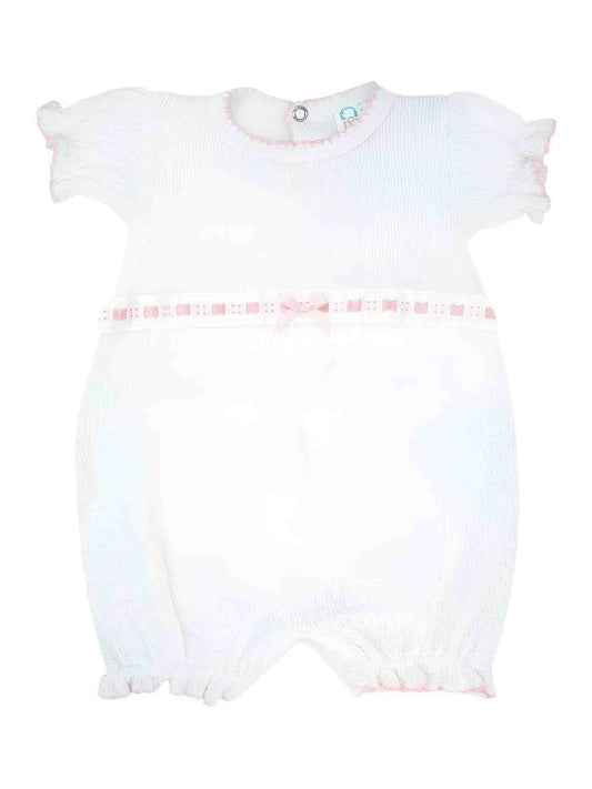 White/Pink Eyelet Ribbon Trim Bubble