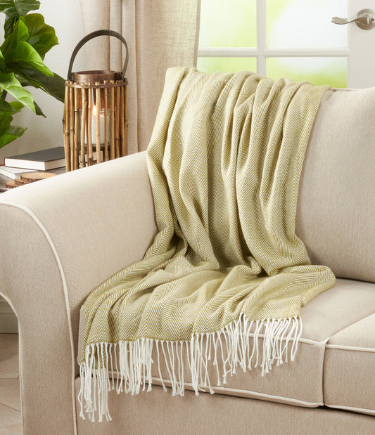 Herringbone Throw: Grass / 50"x60"