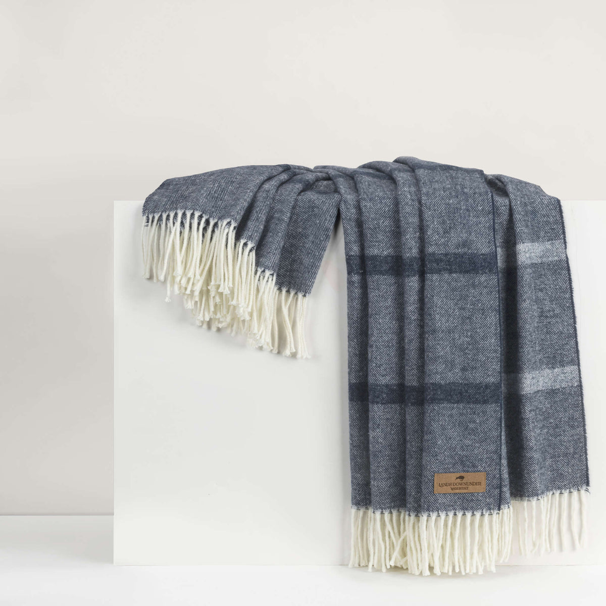 Navy Montauk Stripe Herringbone Throw