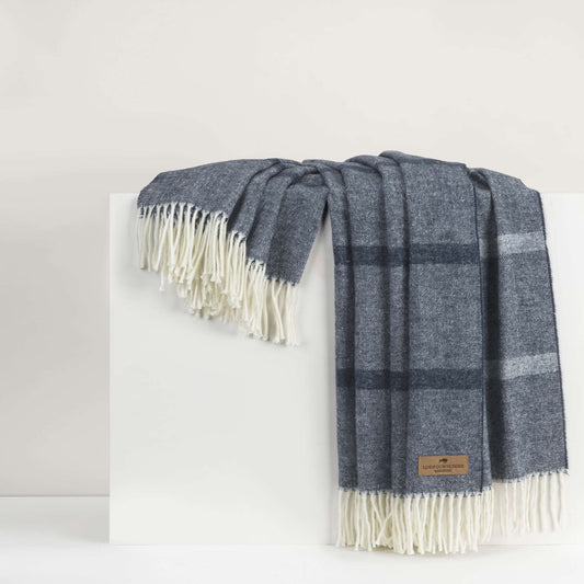 Navy Montauk Stripe Herringbone Throw