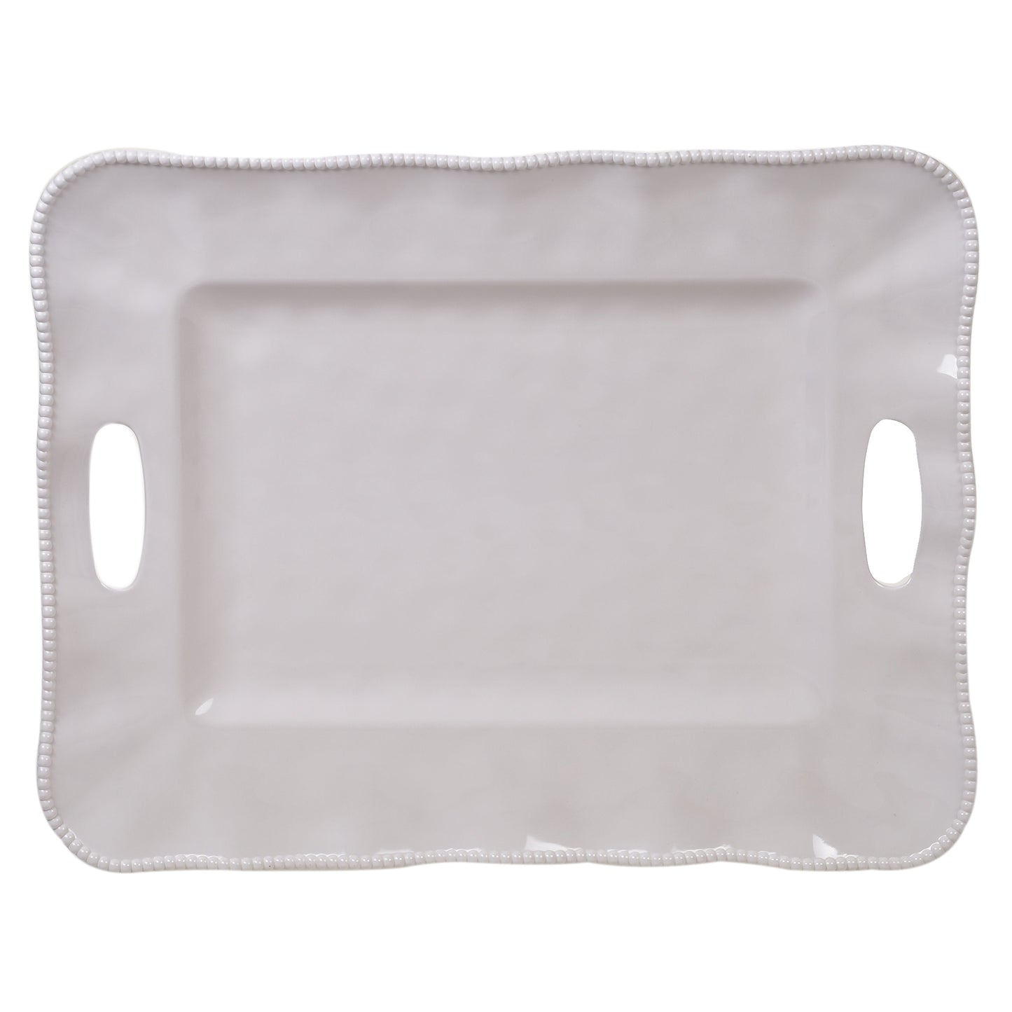 Perlette Cream Rectangular Tray w/Handles