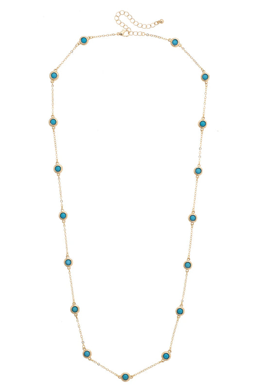 Corfu Bezel Stone Necklace in Blue