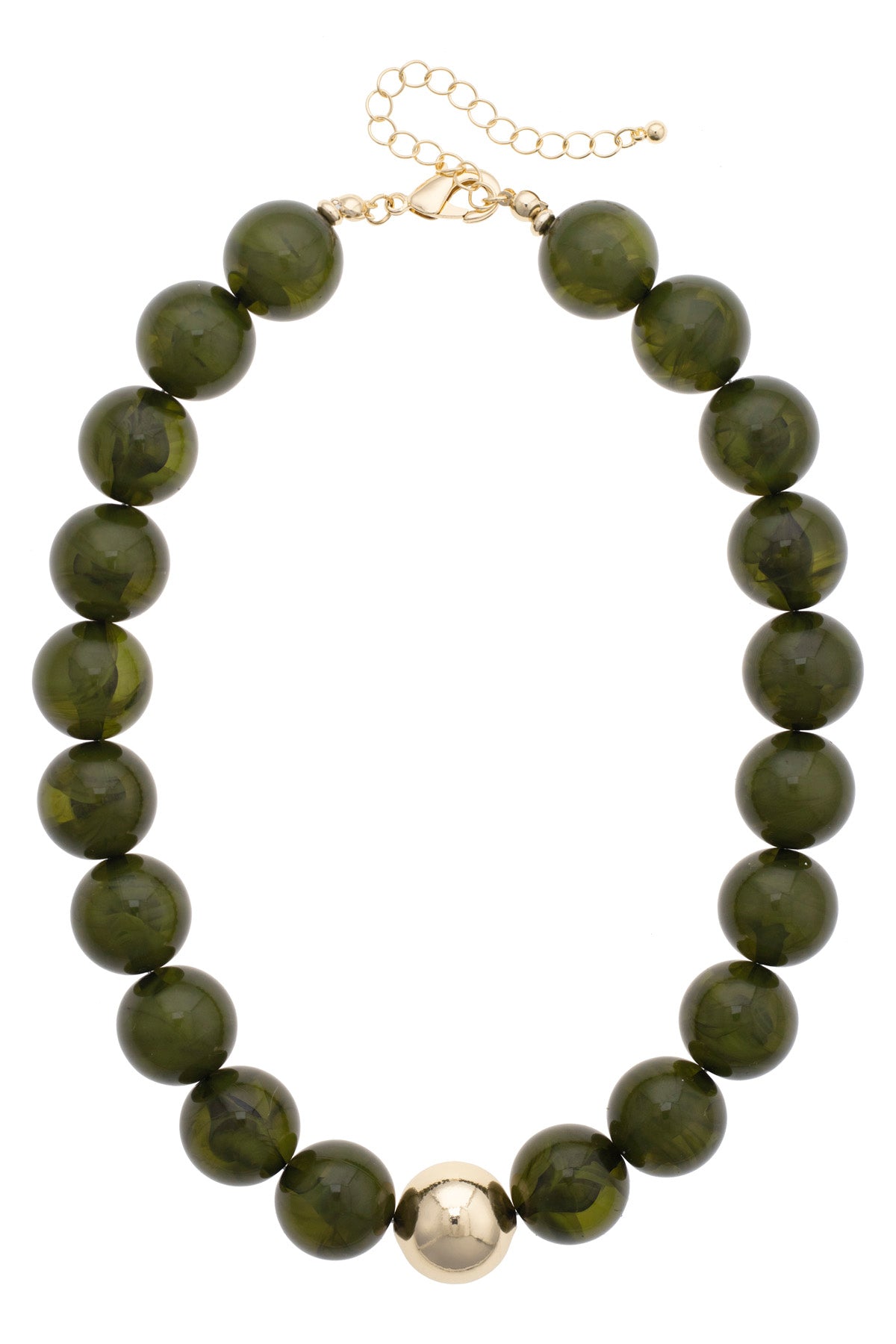 Marjorie Beaded Necklace in Dark Green
