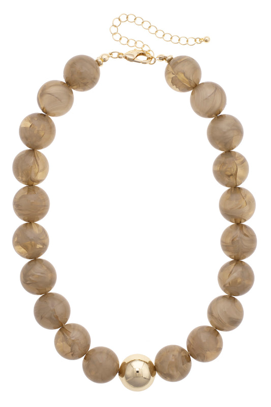 Marjorie Beaded Necklace in Smokey Taupe