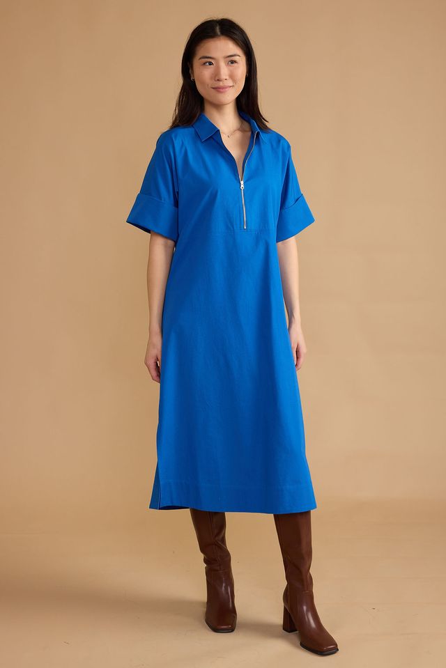 Blue Colin Zip Front Dress