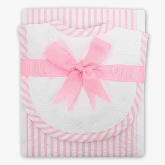 Girls Drooler Bib/Burp Set