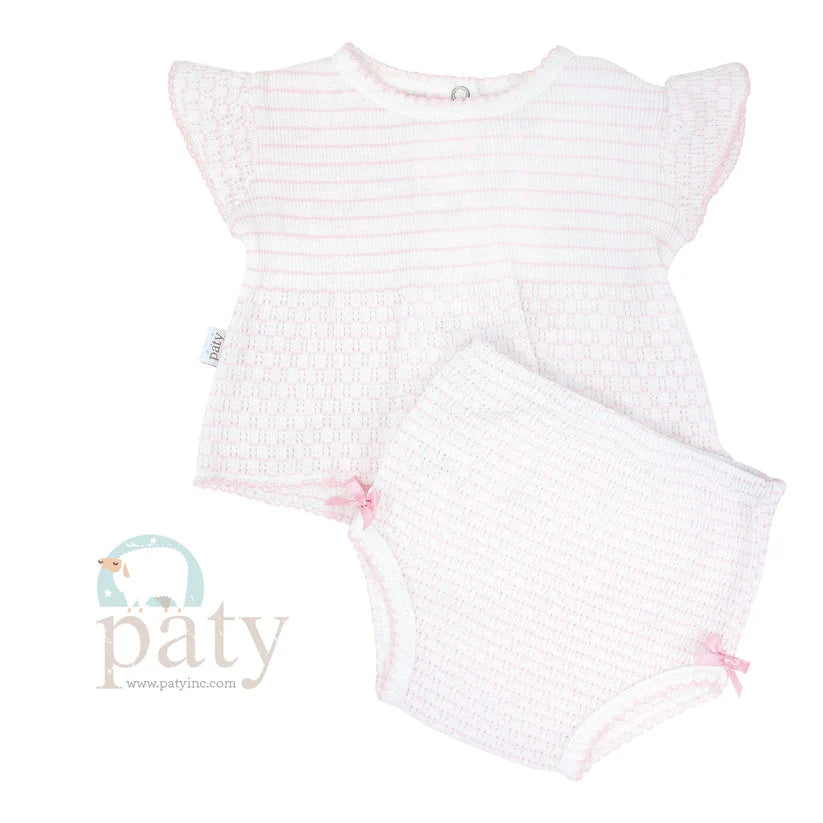 Pink Pinstripe Diaper Set