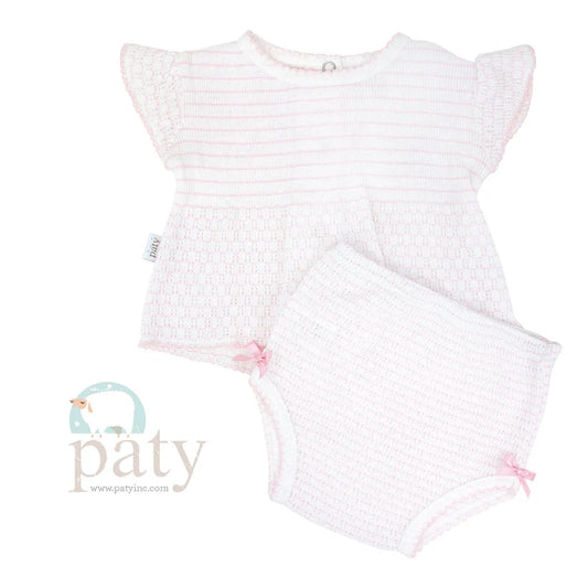 Pink Pinstripe Diaper Set