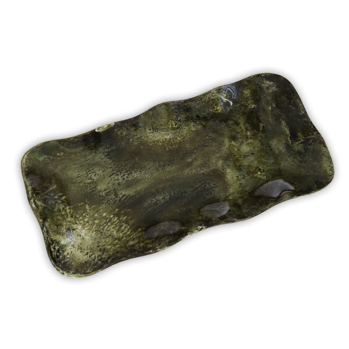 RESIN Malachite Green Long Rectangular Tray