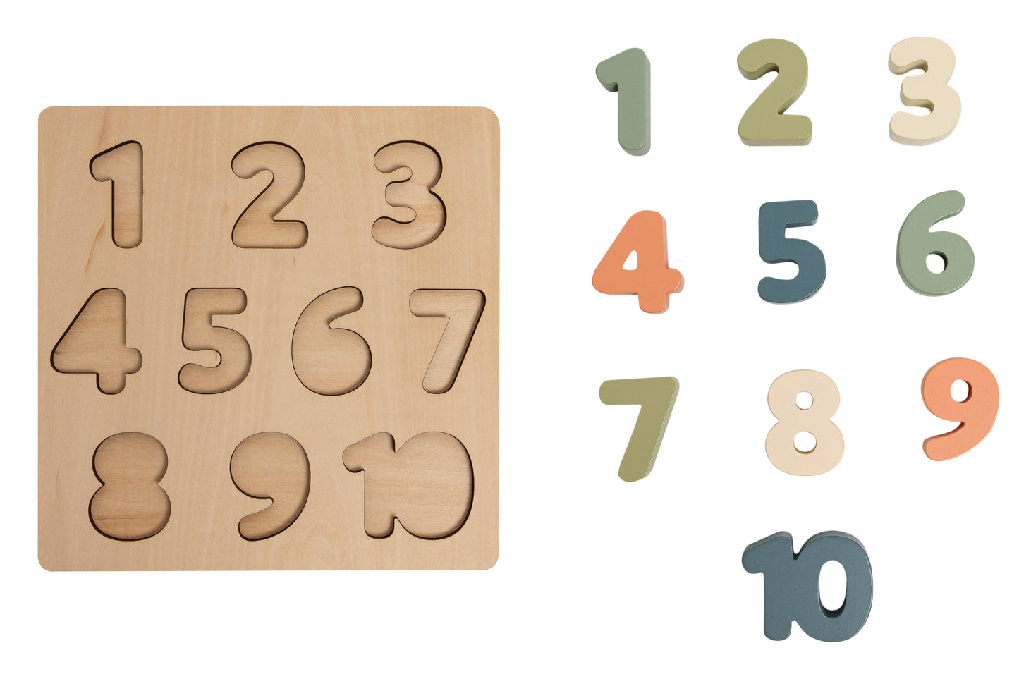 Wooden Numbers Puzzle, Montessori Learning Toy