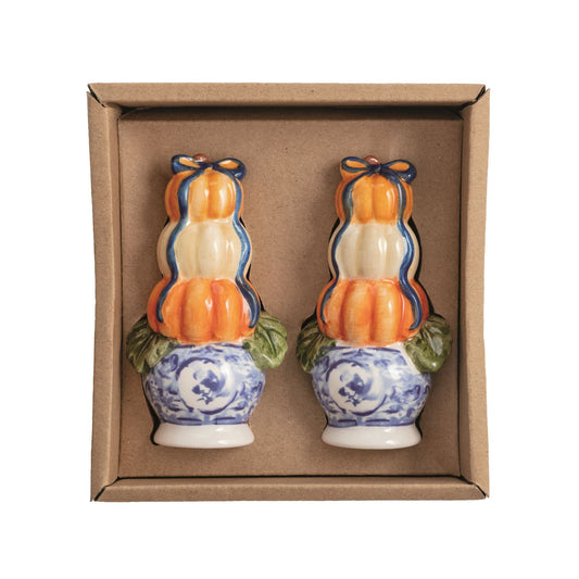 Pumpkin Topiary Salt & Pepper Shaker Set