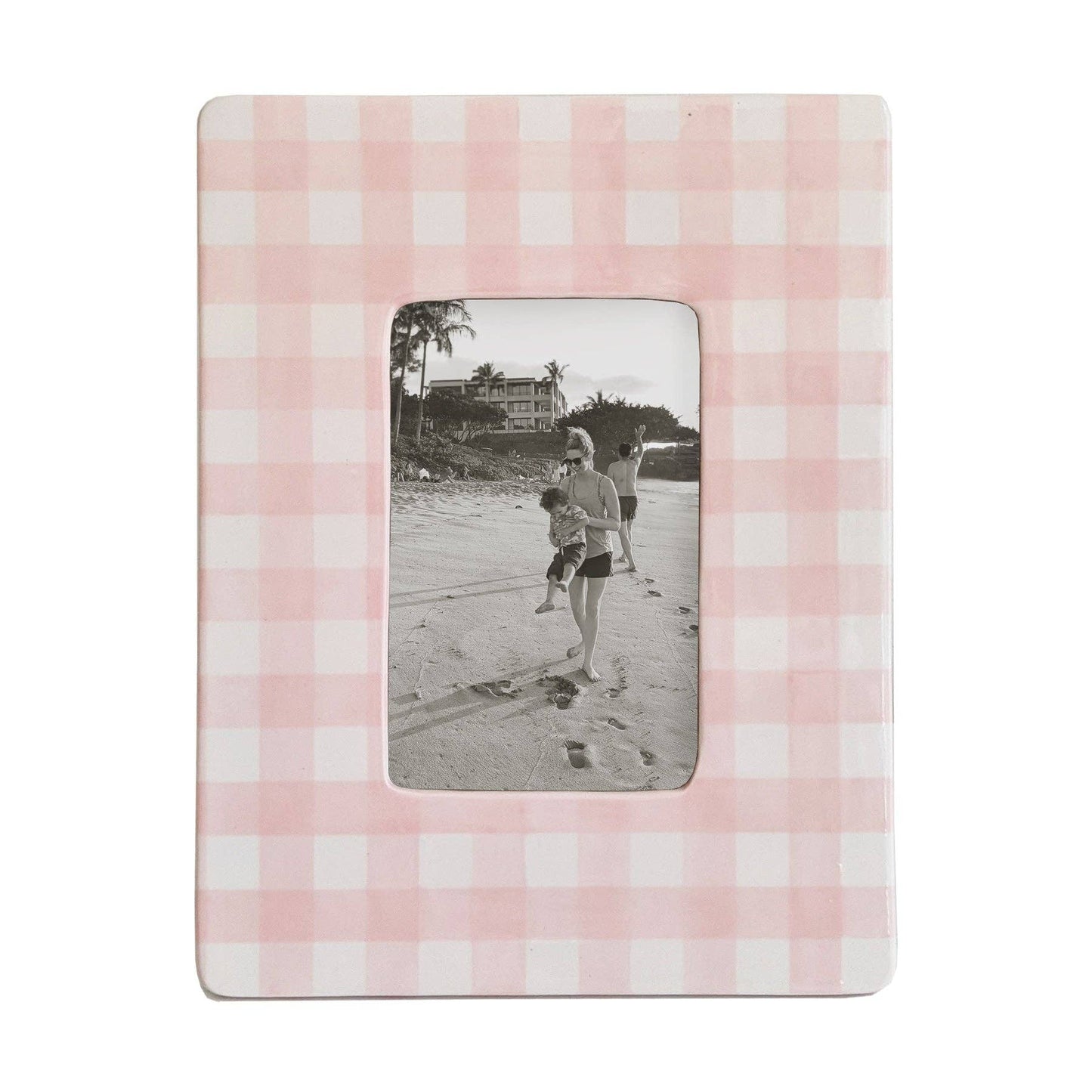 Gingham Photo Frame: Beige