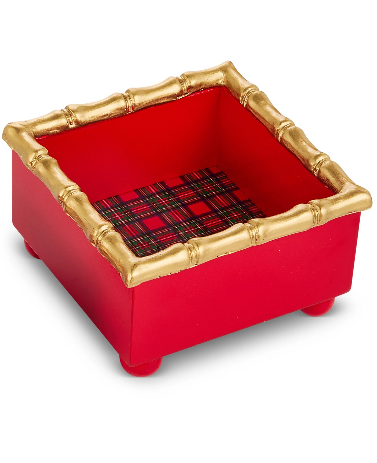 Bamboo Trim Plaid Mini Tray-Large